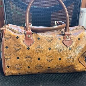 MCM Cognac Logo Satchel